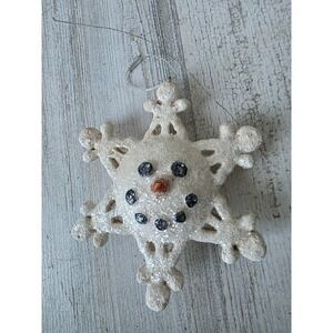 Vintage glitter snowman snowflake ornament Bethany low? Sparkle unique Xmas tree